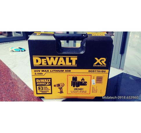 Máy khoan vặn vít dùng pin 20V Dewalt DCD7781D2-B1